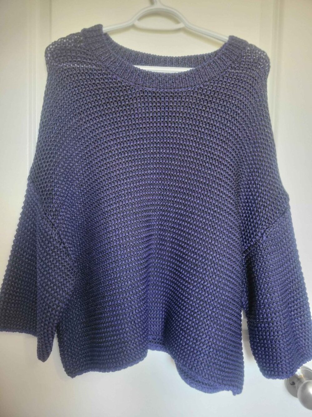 CONTEMPORAINE simons drop shoulder knitted navy blue sweater, womens